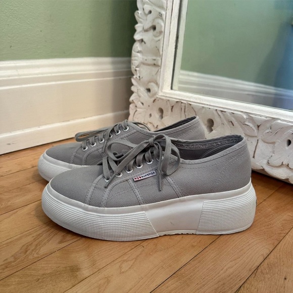 Superga Light Gray Platform Sneakers - Picture 1 of 5